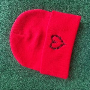 Red Heart Embroidered Beanie